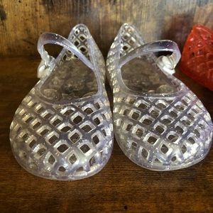 Old Navy Clear Silver Mary Jane Jelly Sandal Shoe
